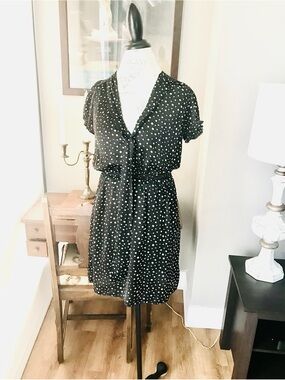 Max Studio Black Polka Dot Mini Dress Sz XS